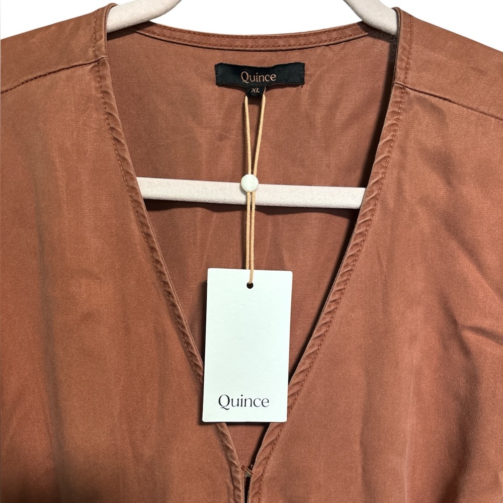 NWT Quince Vintage tencel button front dress terracotta XL - Picture 8 of 16
